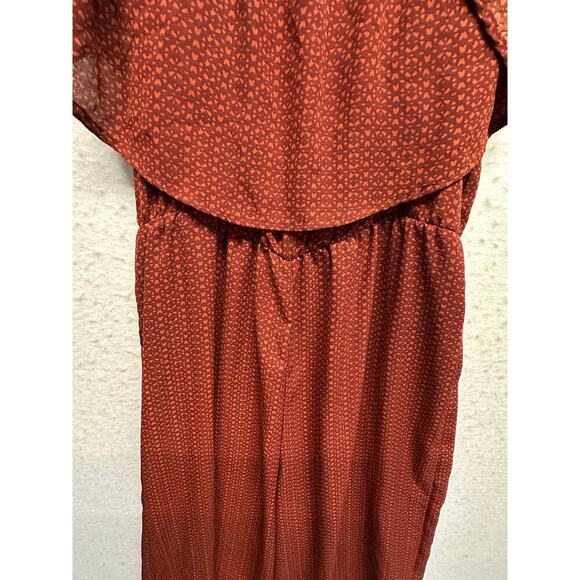 Rust Red Heart Print Flutter Sleeveβ Romper β Lots of Love by Speechless (L) - Picture 3 of 9